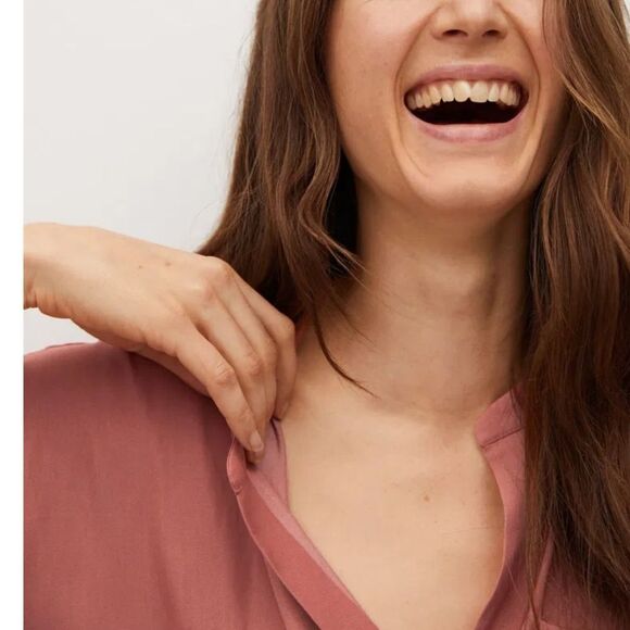 Mango Terracotta Relaxed Blouse Size 10 - Picture 4 of 16